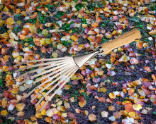 Stainless Steel 9 Tine Leaf Rake Garden Hand Tool