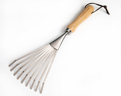 Stainless Steel 9 Tine Leaf Rake Garden Hand Tool