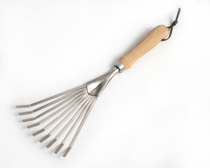 Stainless Steel 9 Tine Leaf Rake Garden Hand Tool